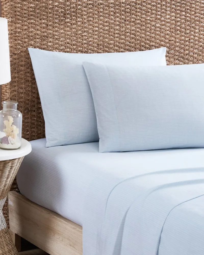 Tommy Bahama Ala Moana Stripe 4-Piece Queen Sheet Set Ocean New