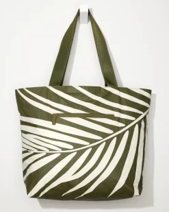 Tommy Bahama Aloha Collection Olive Shade Day Tripper Tote Creme/Olive Clearance