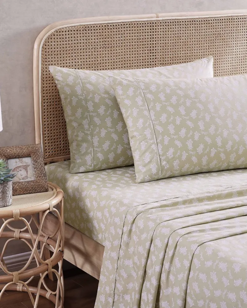 Tommy Bahama Aloha Pineapple Queen Sheet Set Sage Green Sale