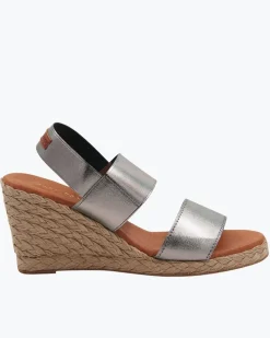 Tommy Bahama André Assous Allison Metallic Wedges Pewter New