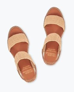 Tommy Bahama André Assous Aviana Natural Stretch-Raffia Wedges Dark Natural New