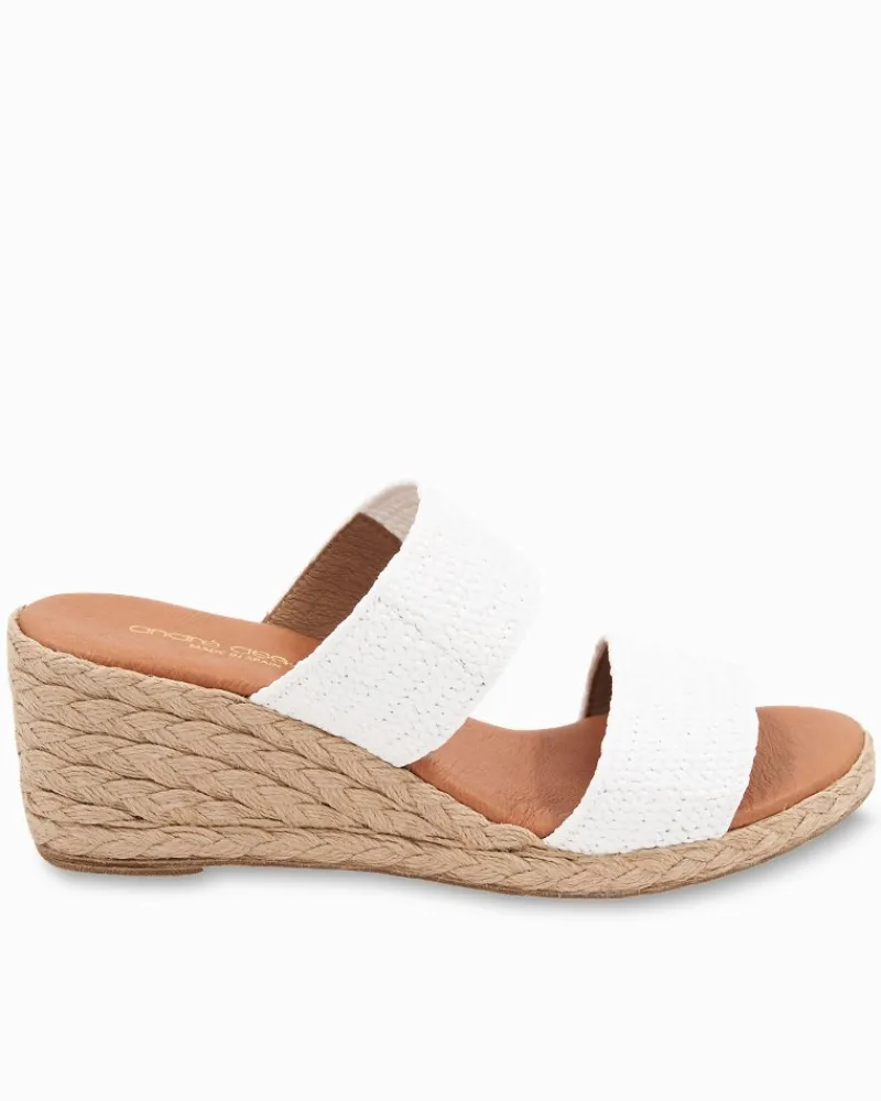 Tommy Bahama André Assous Nori Stretch-Raffia Wedges White Outlet