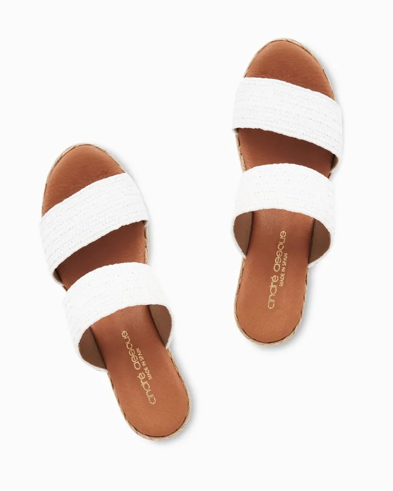 Tommy Bahama André Assous Nori Stretch-Raffia Wedges White Outlet
