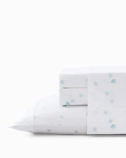 Tommy Bahama Angel Fish 4-Piece King Sheet Set Blue Hot