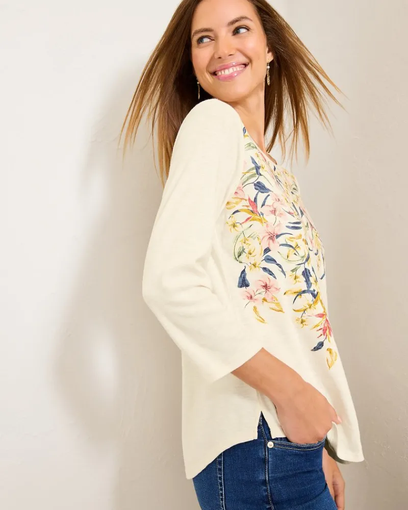 Tommy Bahama Ashby Isles Flora Amora 3/4-Sleeve T-Shirt Coconut Best