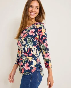 Tommy Bahama Ashby Isles Flora Amora 3/4-Sleeve T-Shirt Island Navy Outlet