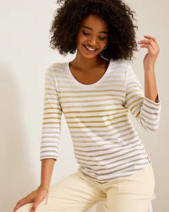 Tommy Bahama Ashby Isles Horizon Stripe 3/4-Sleeve T-Shirt Travertine Hot