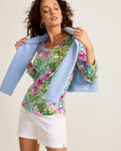 Tommy Bahama Ashby Isles Jungle Jewels 3/4-Sleeve T-Shirt Coconut Discount