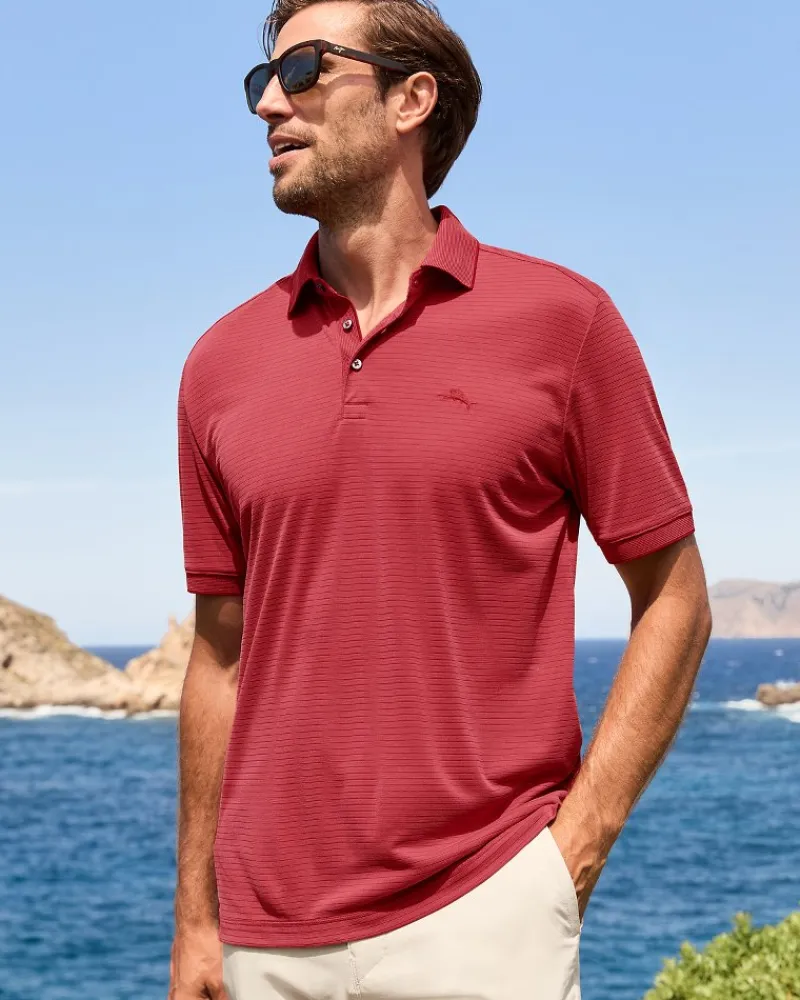 Tommy Bahama Bay Stripe IslandZone® Polo Dark Havana Clearance