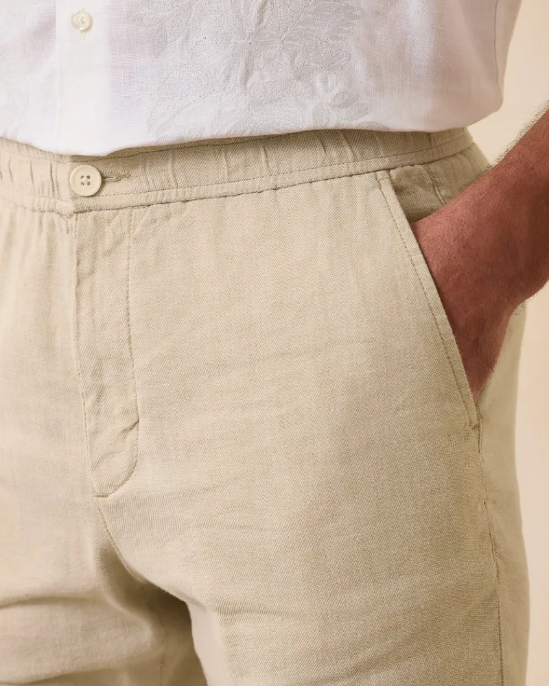 Tommy Bahama Beach Coast Linen-Blend Elastic-Waist Pants Stone Khaki Sale