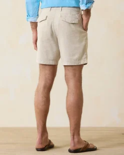 Tommy Bahama Beach Coast Linen-Blend Flat-Front 8-Inch Shorts Stone Khaki Online