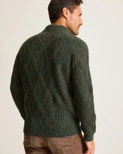 Tommy Bahama Beachscape Cable Button-Mock Sweater Dark Loden Sale