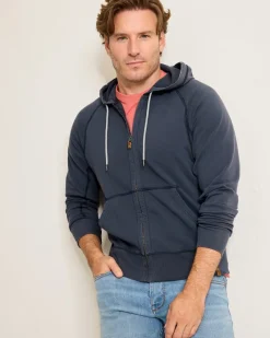Tommy Bahama Ben & Terry Full-Zip Sweatshirt Ocean Deep Discount