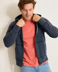 Tommy Bahama Ben & Terry Full-Zip Sweatshirt Ocean Deep Discount