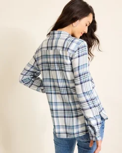 Tommy Bahama Breezy Shoreline Flannel Shirt Light Chambray New