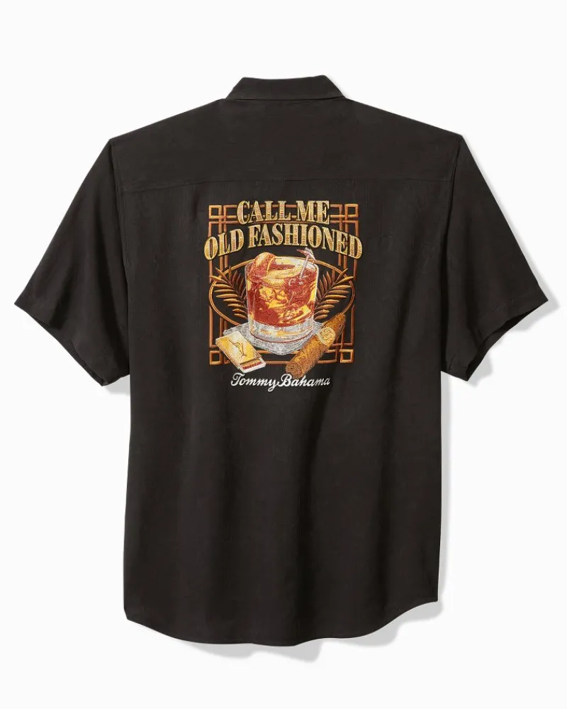 Tommy Bahama Call Me Old Fashioned Silk Camp Shirt Black Best