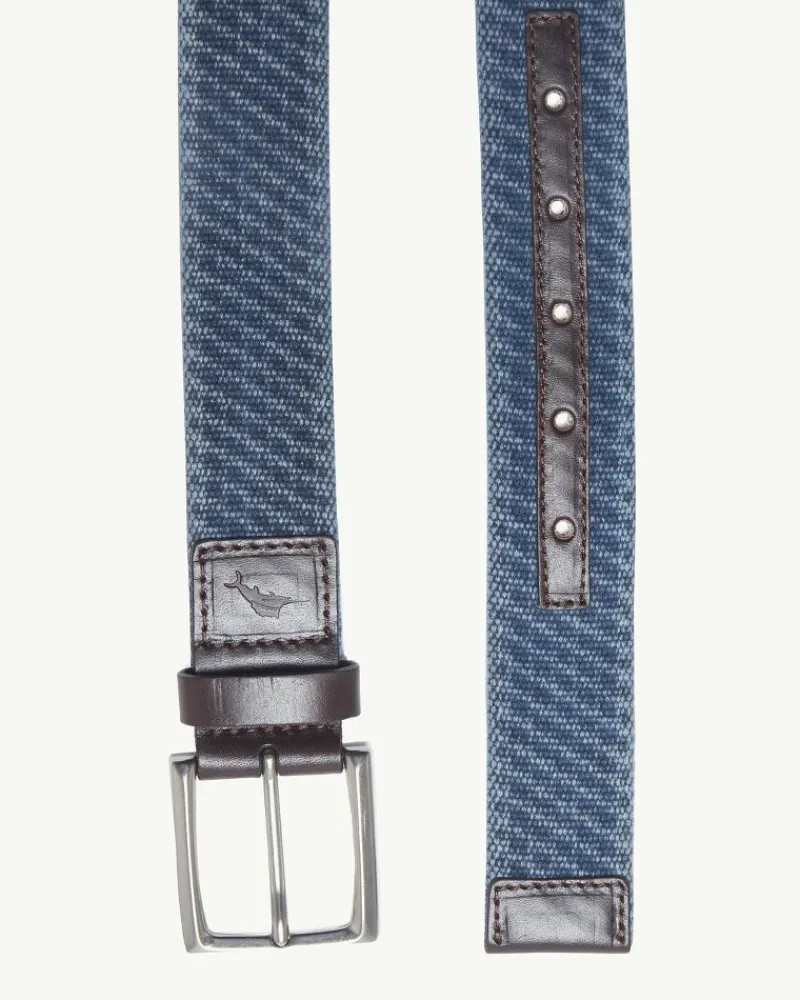 Tommy Bahama Canvas Webbed Belt Navy New