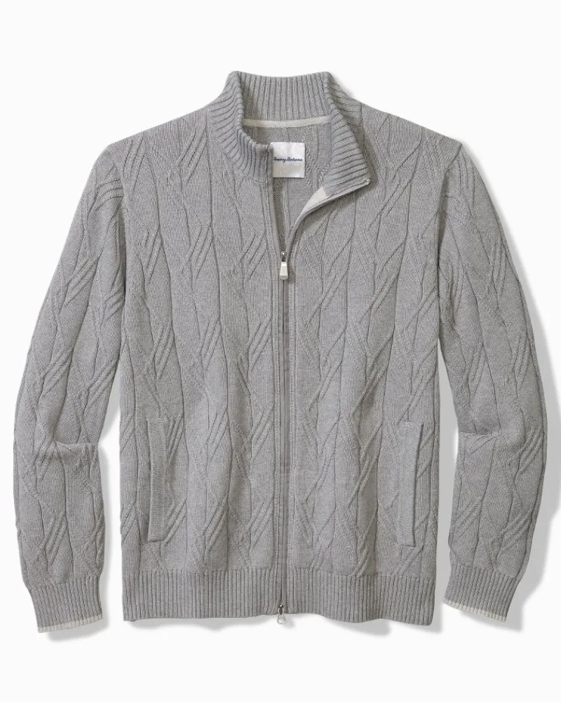 Tommy Bahama Capital Cable Full-Zip Cardigan Grey Heather