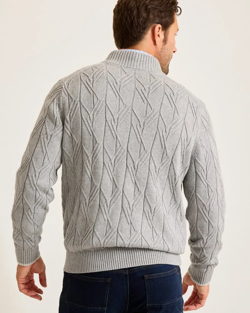 Tommy Bahama Capital Cable Full-Zip Cardigan Grey Heather