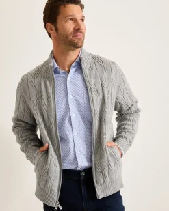 Tommy Bahama Capital Cable Full-Zip Cardigan Grey Heather