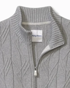 Tommy Bahama Capital Cable Full-Zip Cardigan Grey Heather