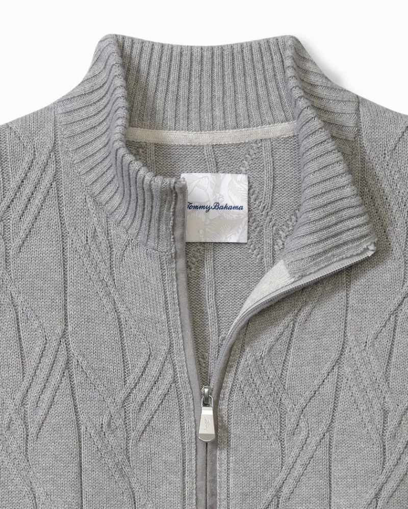 Tommy Bahama Capital Cable Full-Zip Cardigan Grey Heather