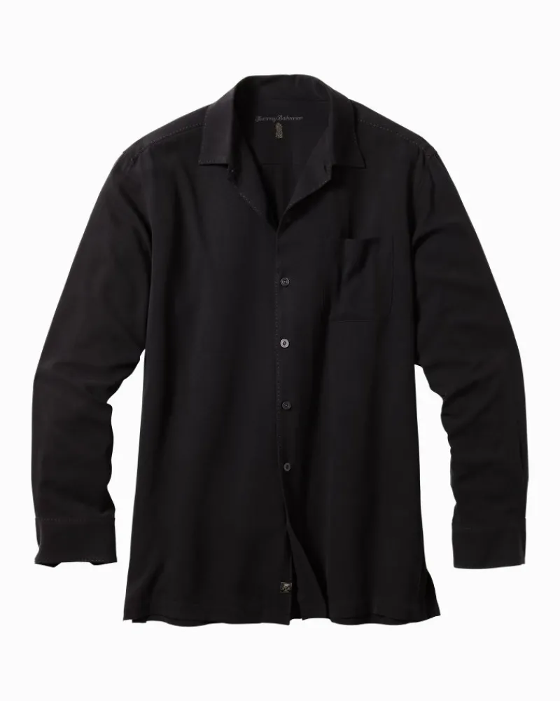 Tommy Bahama Catalina Twill Long-Sleeve Silk Shirt Black Discount