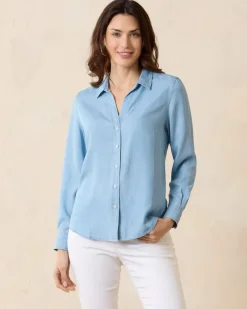 Tommy Bahama Chambray All Day Long-Sleeve Shirt Light Storm Wash Online