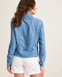 Tommy Bahama Chambray O'lei Jacket Med Indigo Wash Best