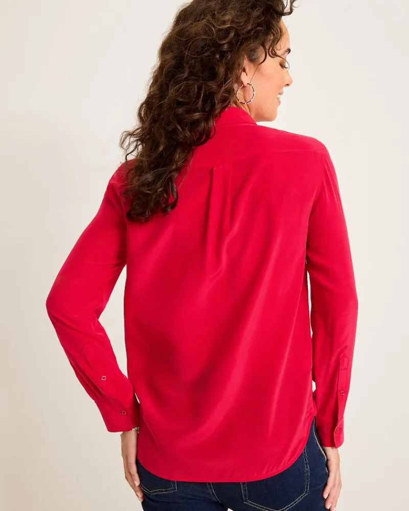 Tommy Bahama Classic Long-Sleeve Silk Shirt Tango Red Outlet