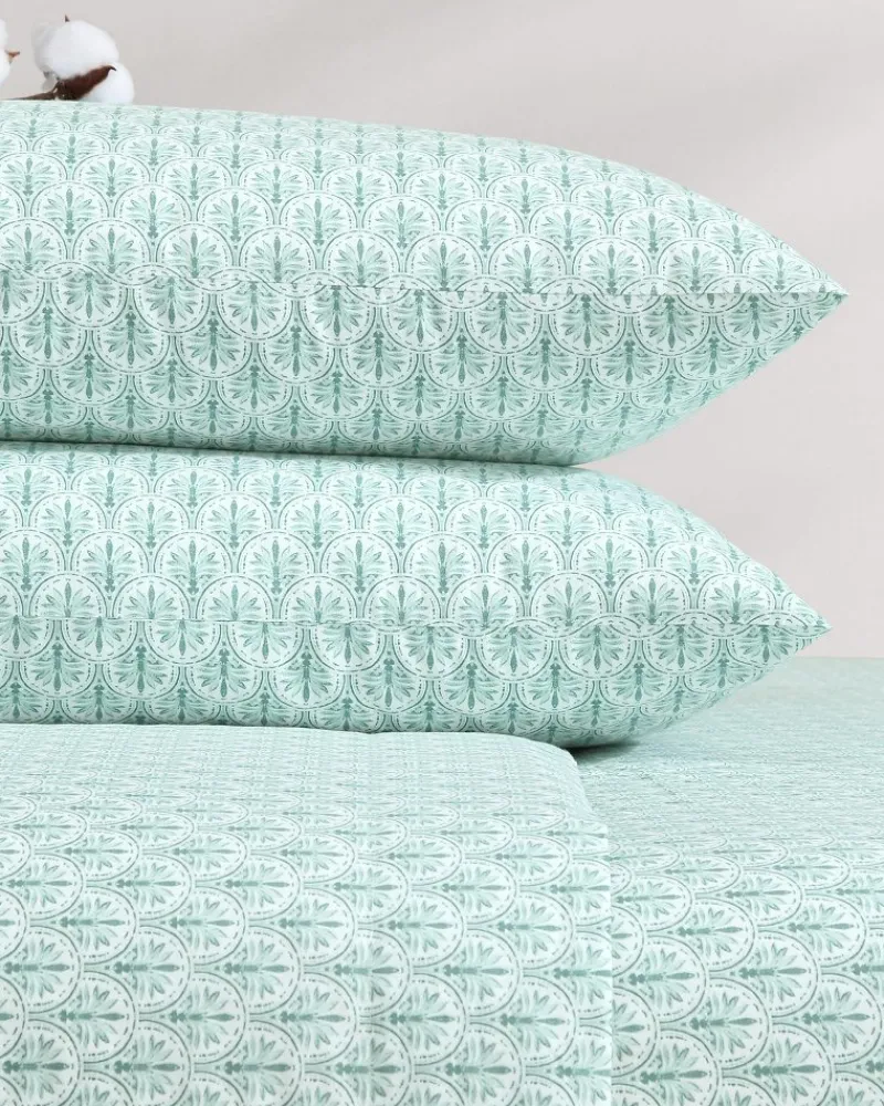 Tommy Bahama Coastal Batik Green 4-Piece Queen Sheet Set Spring Green