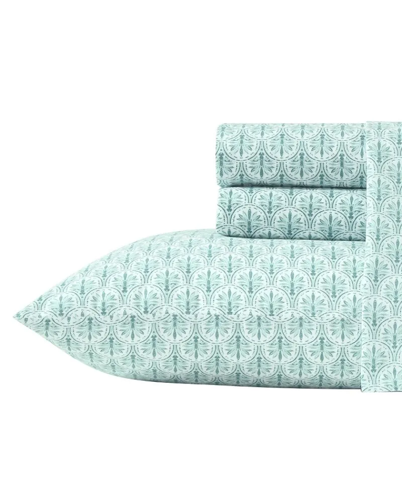 Tommy Bahama Coastal Batik Green 4-Piece Queen Sheet Set Spring Green