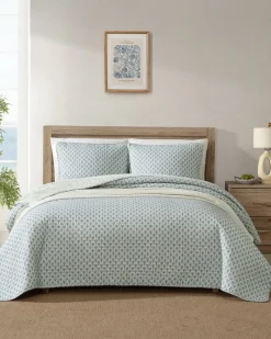 Tommy Bahama Coastal Batik 3-Piece Full/Queen Quilt Set Spring Green