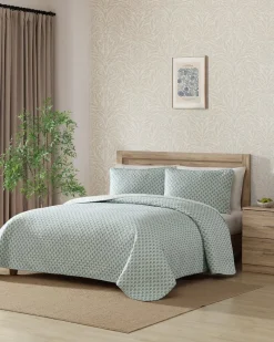 Tommy Bahama Coastal Batik 3-Piece Full/Queen Quilt Set Spring Green