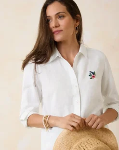 Tommy Bahama Coastalina Coastal Palms Linen Shirt White Clearance