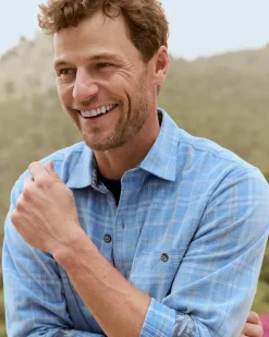 Tommy Bahama Coastline Cord Stretch Brisa Check Shirt Palace Blue Sale