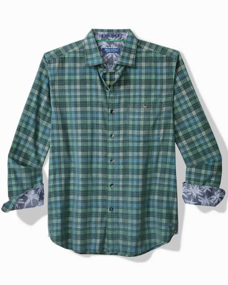Tommy Bahama Coastline Cord Stretch Lagoon Check Shirt Deep Slate New