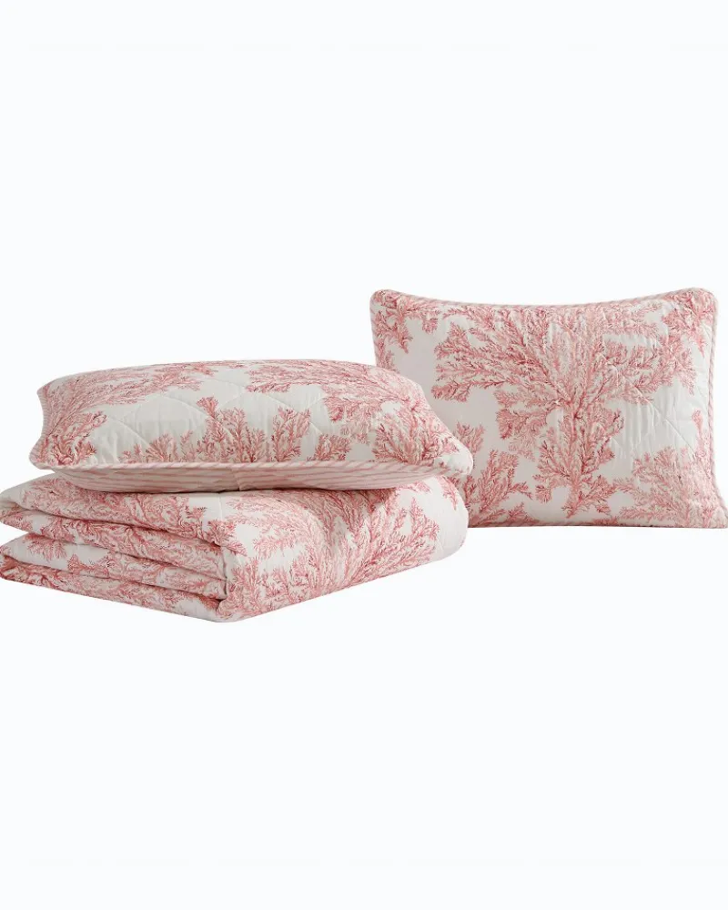 Tommy Bahama Coral Garden Reversible 2-Piece Twin Quilt Set Orange Discount