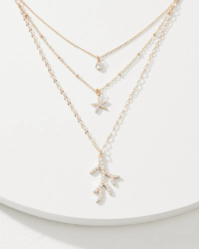 Tommy Bahama Coral Isles Sealife Charm Layered Necklace Gold Hot