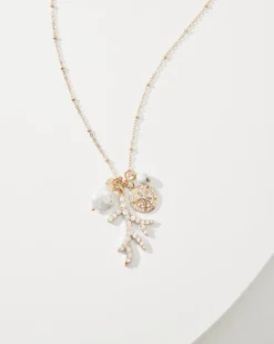 Tommy Bahama Coral Isles Sealife Charm Necklace Gold Hot