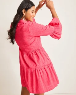 Tommy Bahama Cotton Clip Jacquard Coverup Shirt Dress Coral Coast Sale