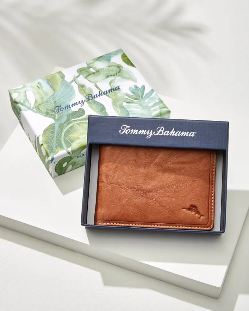 Tommy Bahama Crunch Slimfold Wallet Tan New