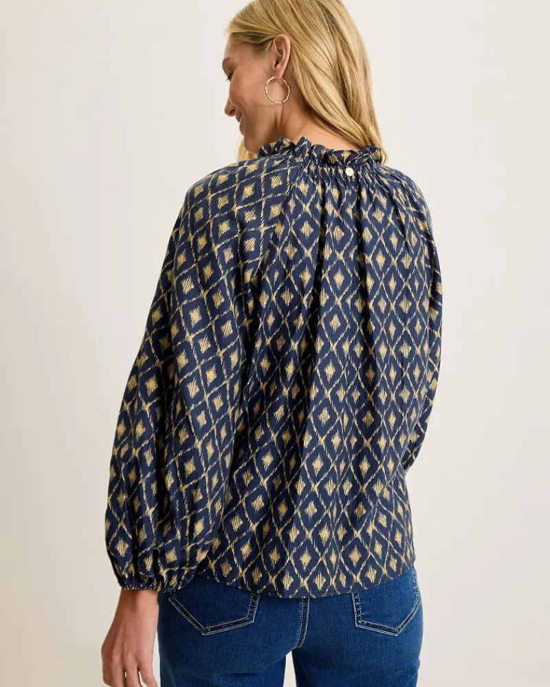 Tommy Bahama Diamond Cay Smocked Peasant Top Coastline Clearance