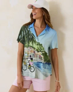 Tommy Bahama Disney Coastal Cruisin' Silk Camp Shirt Palace Blue Hot