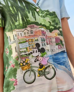 Tommy Bahama Disney Coastal Cruisin' Silk Camp Shirt Palace Blue Hot