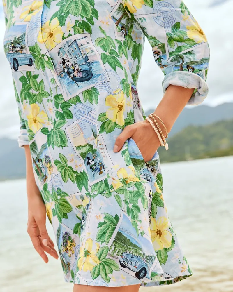 Tommy Bahama Disney Coastalina Postcard to Paradise Linen Dress Continental Online
