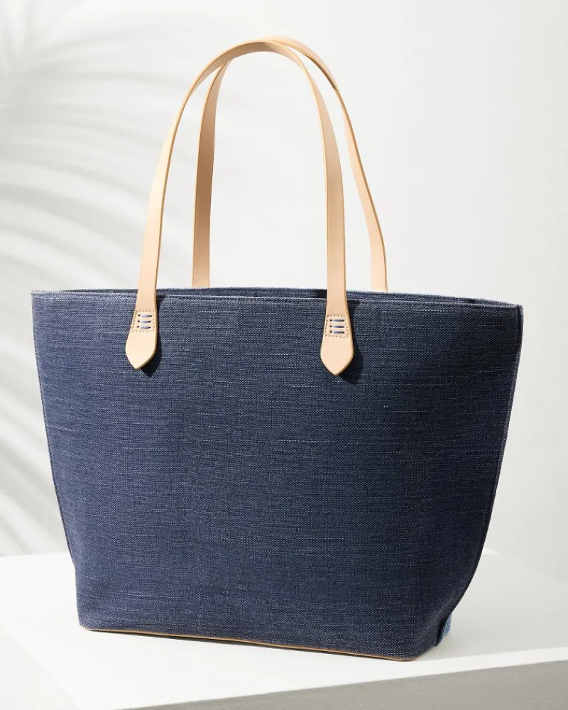 Tommy Bahama Embroidered Fiesta Crab Tote Blue Hot