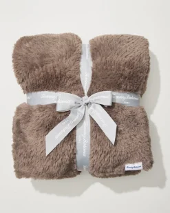 Tommy Bahama Faux Sable Knit Throw Mink Discount