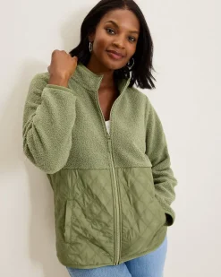 Tommy Bahama Faux Sherpa Quilted Hybrid Jacket Dusty Thyme Clearance