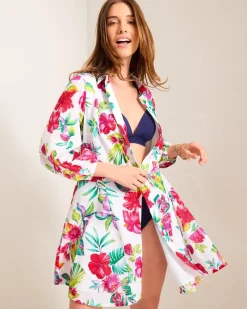 Tommy Bahama Fiesta Floral Coverup Shirt Dress White Discount
